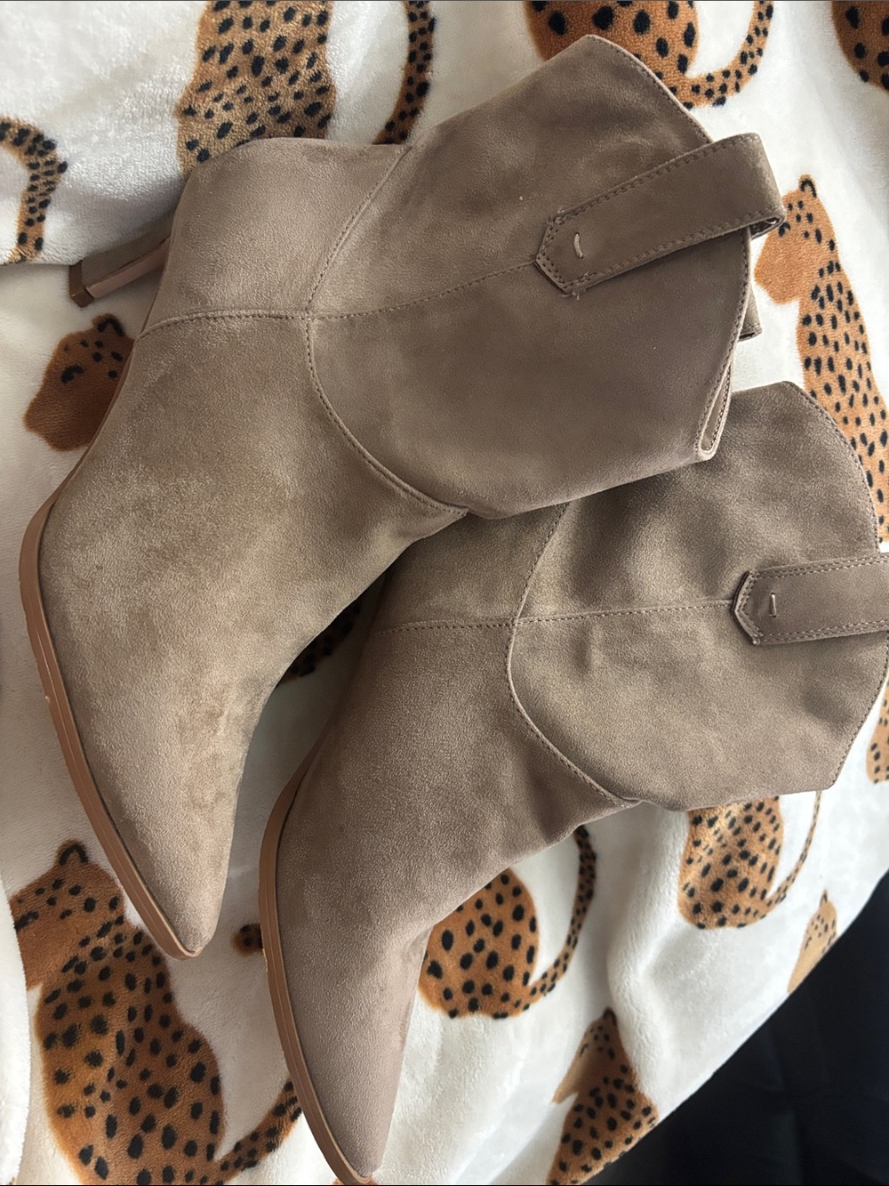 Jason Wu Taupe Suede Pointed-Toe Ankle Booties